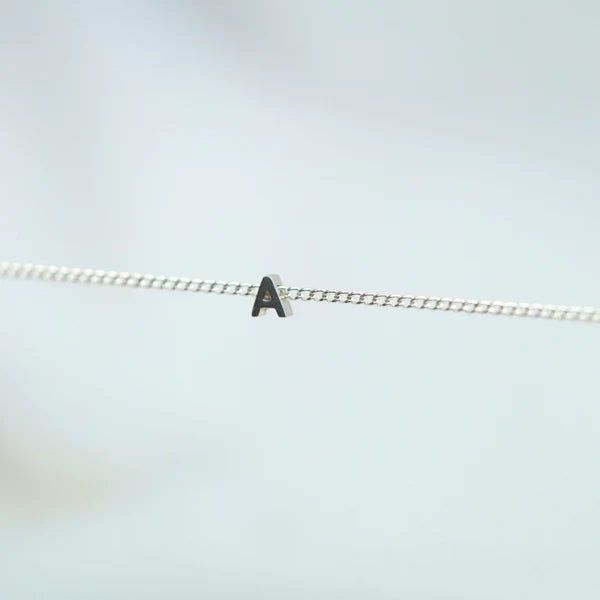 Dainty 4mm Initial Slider Sterling Silver