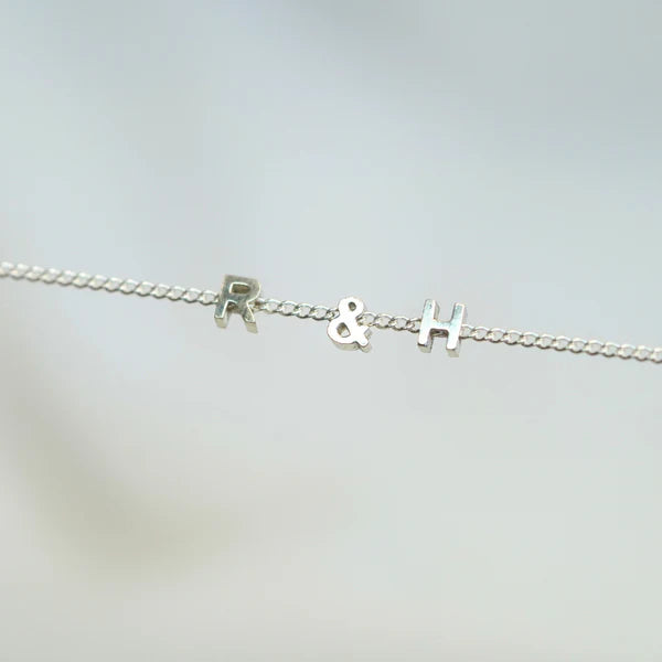 Dainty 4mm Initial Slider Sterling Silver